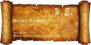 Wolko Elemér névjegykártya